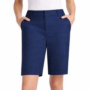 Matty M Navy Women's L Stretch Bermuda Chino Shorts  N0591